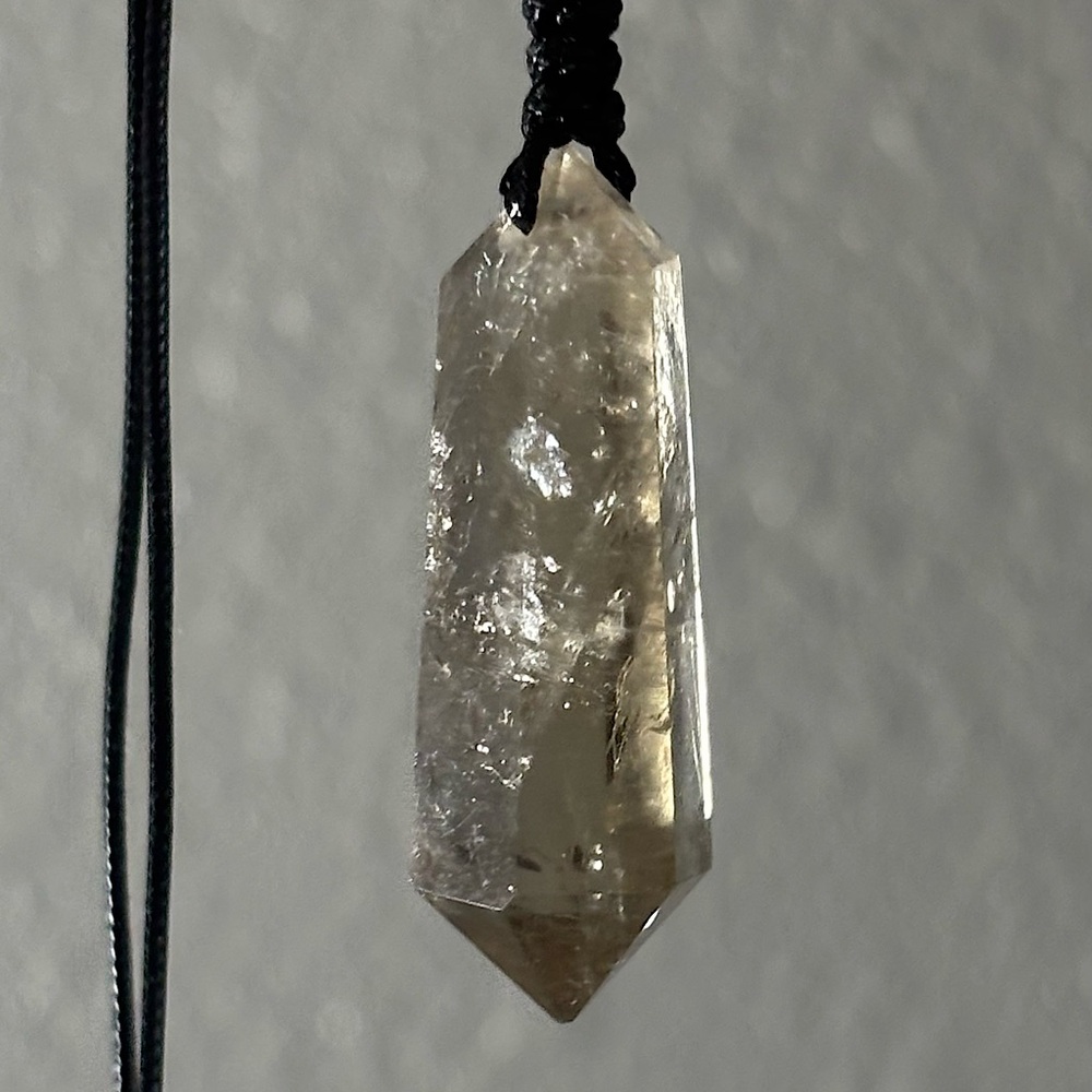 Polished Smoky Quartz Point Crystal Pendant Adjustable Cord Stone Necklace New